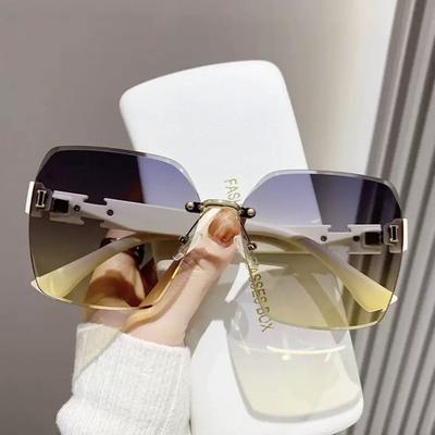 Lunettes de soleil sans monture, Lunettes de soleil à protection UV pour femmes, Lunettes à grande monture pour hommes