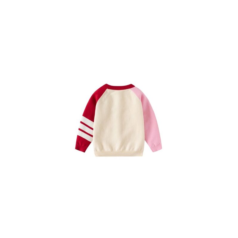 Spring and Autumn Children's Clothing for Girls, Color-Blocked Sleeve Thin Knit Cardigan, Children's Cardigan Sweater, Baby Girl Long-Sleeve Top