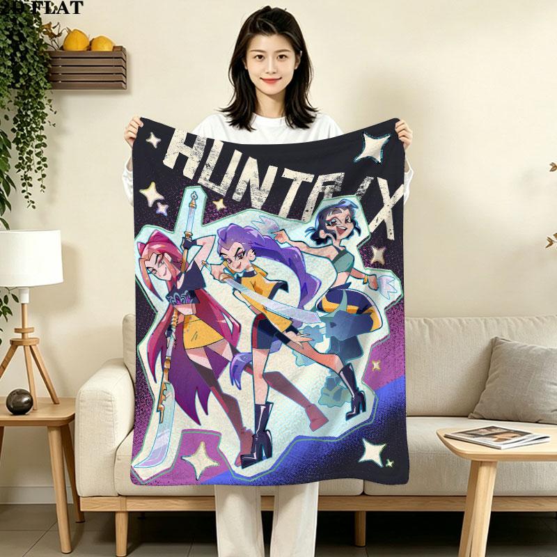 1PC Kpop Demon Hunters Patterned Flannel Blanket Suitable For All Seasons For Home Decor Warmth And Comfort Gifts Holiday Present