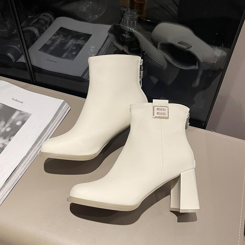 thick heel Martin boots, super high heel temperament small short boots 2025 autumn and winter new Korean version fashion small fashion boots women