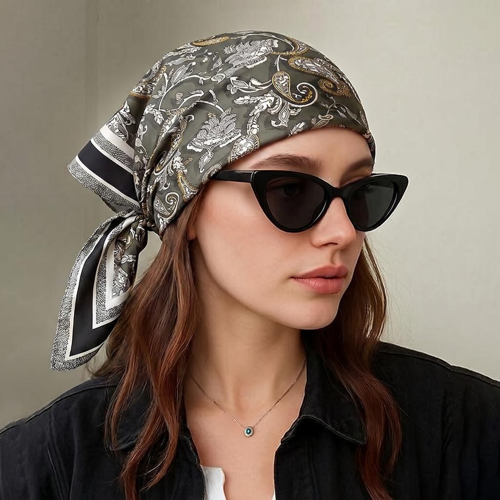 Women's Scarf Hijab Square Headscarf Bandana Handkerchief Silk Scarves Woman Female Windproof Wraps Neckerchief Festival