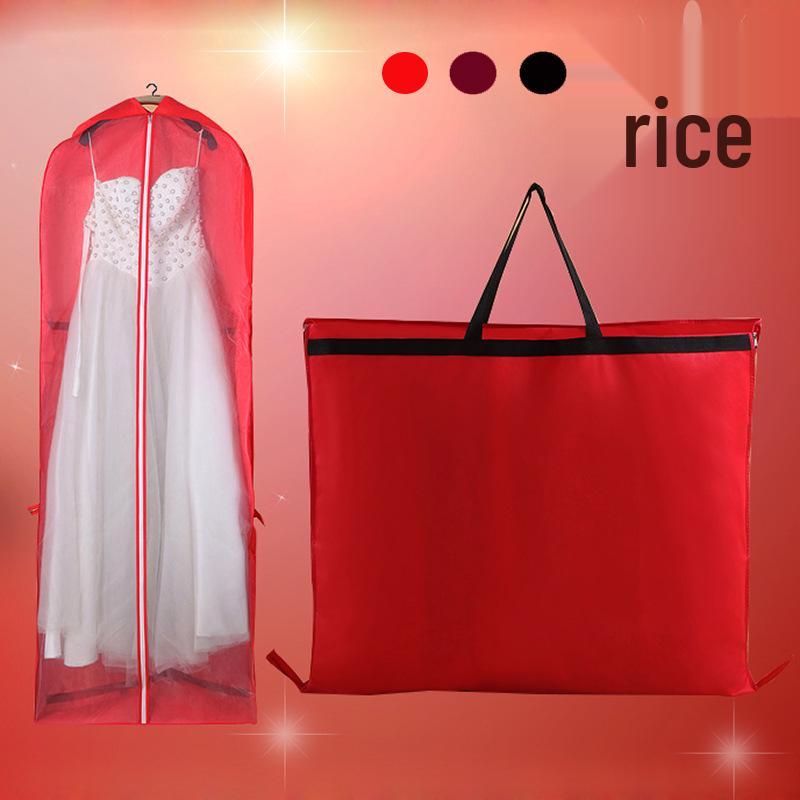 Capa Dobrável de TNT para Vestido de Noiva e de Noite à Prova de Pó com Bolsa de Mão de Uso Duplo