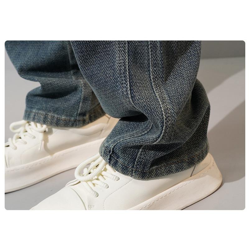 Men's Loose Straight Leg Jeans Spring Autumn New Style Starry Sky Pattern Thin High Street Casual Comfortable Jean