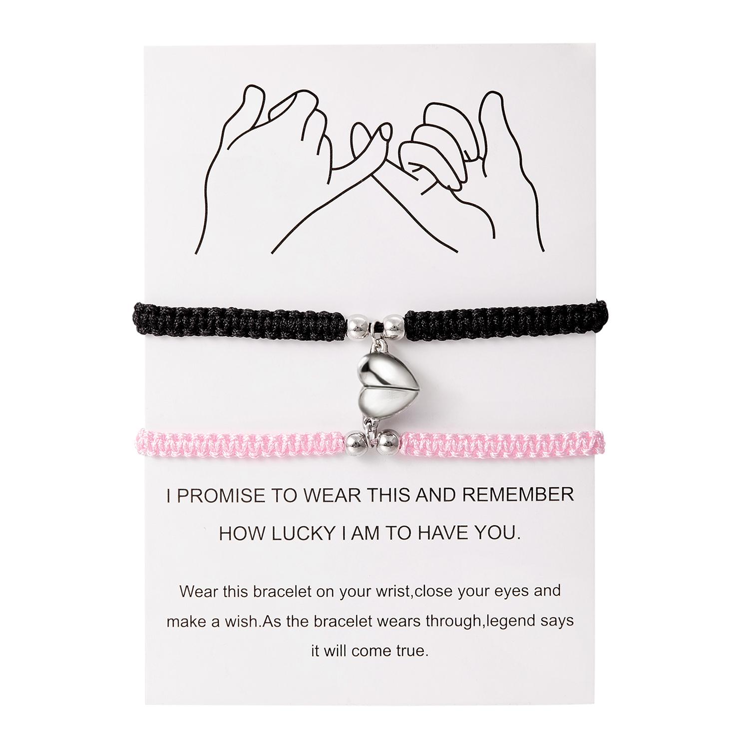 Romantic Magnetic Heart Matching Bracelet for Women Men Lucky Braided Rope Adjustable Bracelet Couple Friendship Jewelry Gifts