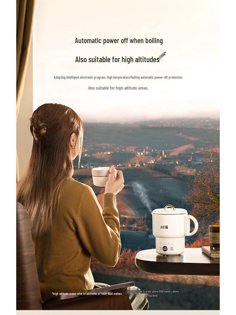 AUX Folding Travel Kettle - Portable, Insulated Electric Kettle for Business Trips.