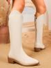Fashion Retro Embroidered Western Cowboy Pure Color Chunky Heel Pointed Toe Ort Boots for Women Faionable Autumn New