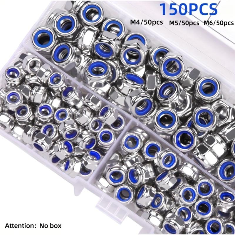 300/150pcs M3-M8 anti-slip hex nuts full-thread anti-lock 8-grade safety-locking for industrial/construction/electronics/aut