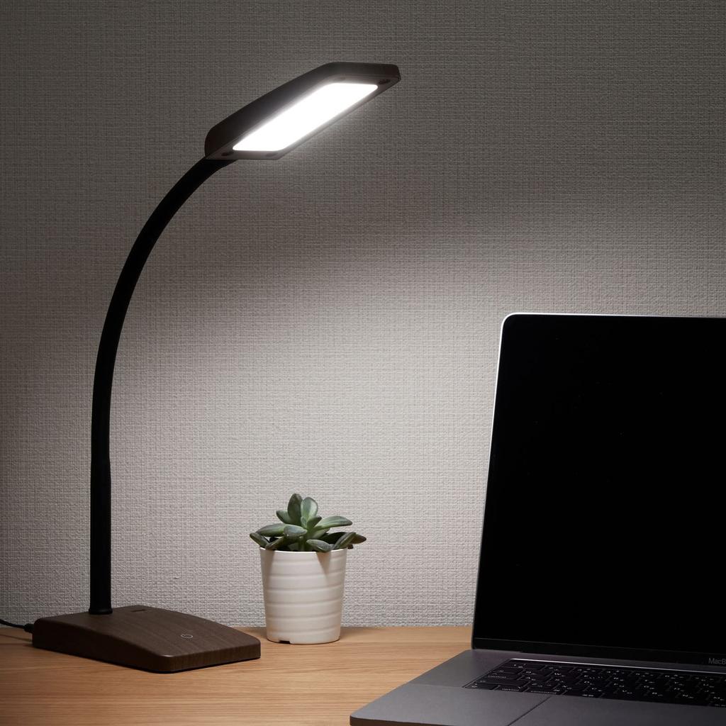 OHM Electric LED Desk Lamp, Desk Light, Study Stand, Daylight White, Brown Wood Grain Finish, DS-LS20-T, 06-3831