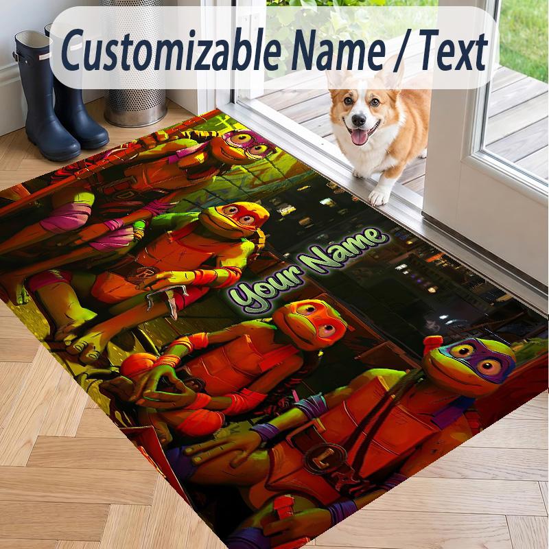 Custom Text Teenage Mutant Ninja Turtles Pattern Floor Rug Soft Indoor Carpet Mat Living Room Bedroom