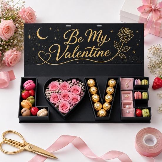Leere Valentinstag LOVE Briefbox, Romantische befüllbare Geschenkbox, Schokoladen-Erdbeer-Süßigkeiten-Schmuck-Verpackungsbox für Geburtstag, Hochzeitsfeier