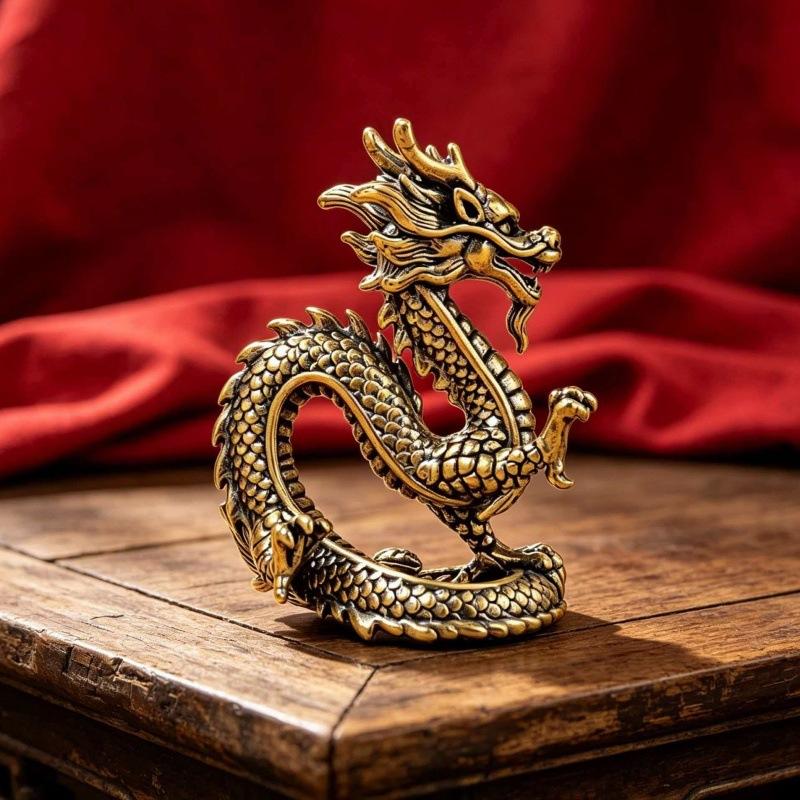 Brass Dragon Figure Home Decor Retro Decoration Desktop Tea Pet Copper Ornaments
