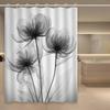 1Pc Elegant Floral Print Shower Curtain, High-End Sheer Floral Pattern, Washable Polyester Bathroom Decor With Hooks