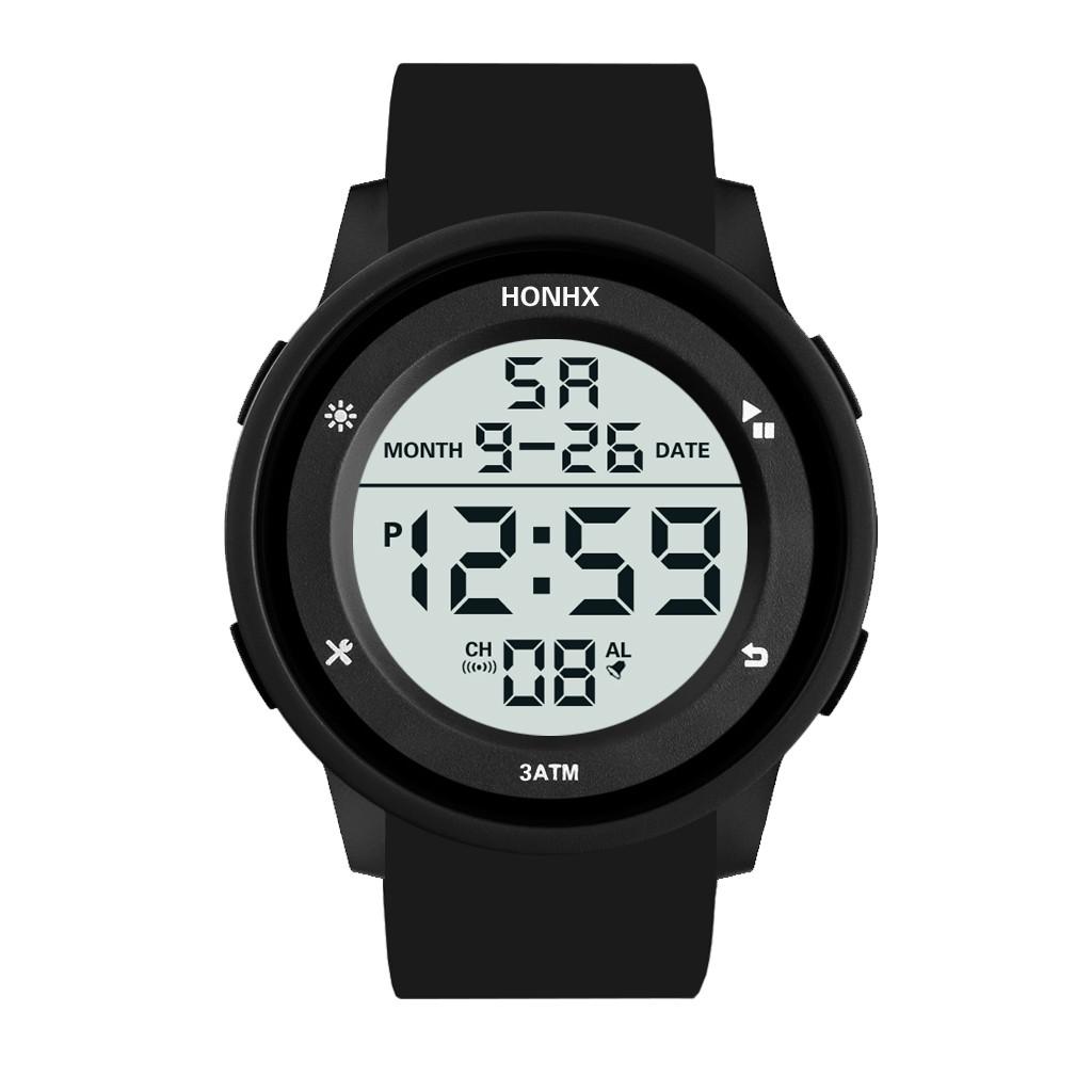 Ceas de mână sport din cauciuc cu cronometru digital LCD pentru bărbați, impermeabil la modă