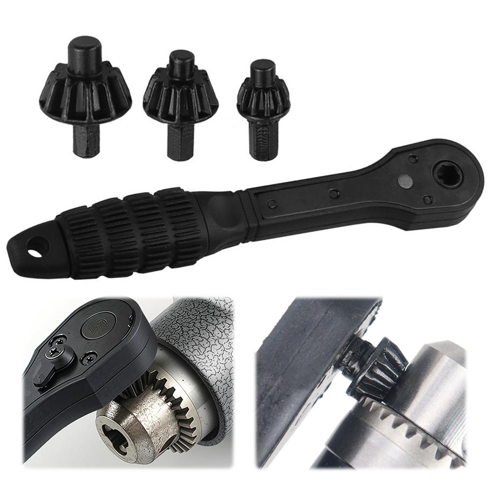 3-in-1 Ratchet Drill Chuck Key Wrench Non Slip Handle Chuck Key Replacement Tool Electric Drill Chuck Key Wrench for Power Tools