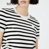 MO&Co. Classic Striped Beaded Logo Short-Sleeve Knit Top
