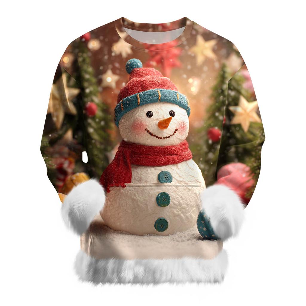 Dámská ležérní mikina s dlouhým rukávem a vánočním potiskem sněhuláka