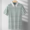 Polo Rayé Color Block en Mélange de Coton pour Homme Grande Taille