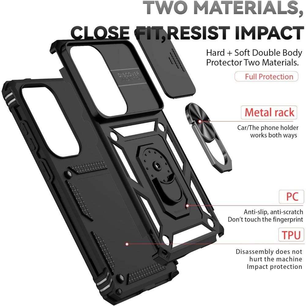 Military Ring Kickstand Case For Samsung Galaxy S26 S25 S24 S23 S22 Plus Ultra Shockproof Slide Camera Lens Protect Cover