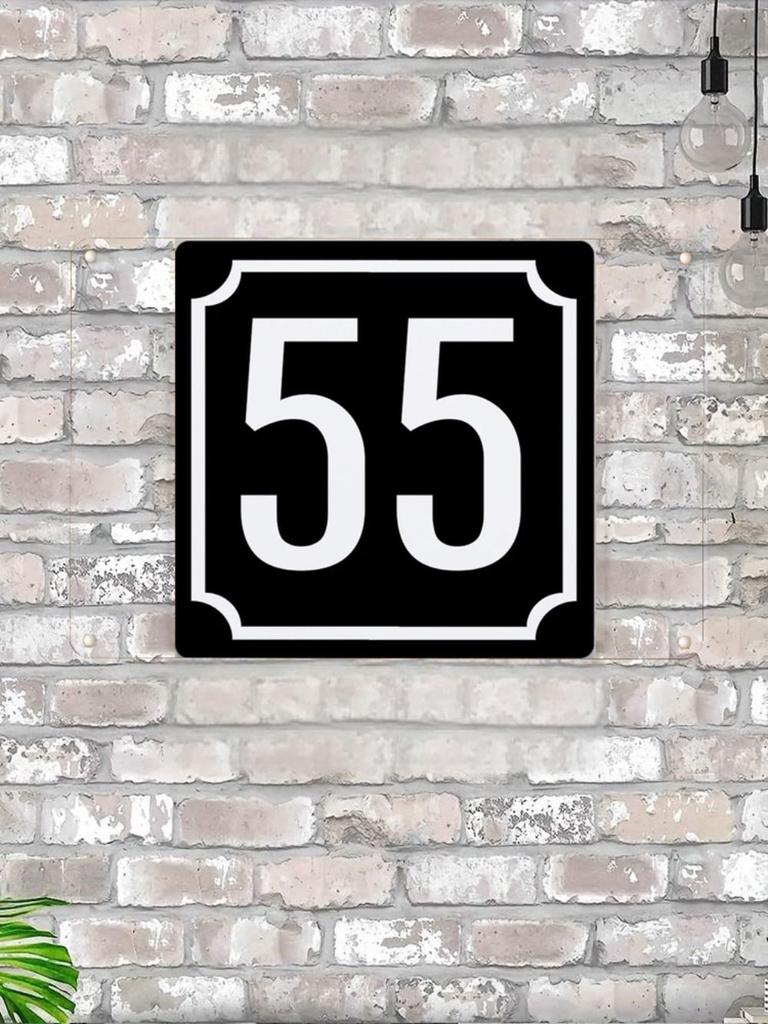 House Number X Classic Black Metal Sign 20x20cm, Modern Door Wall Decor
