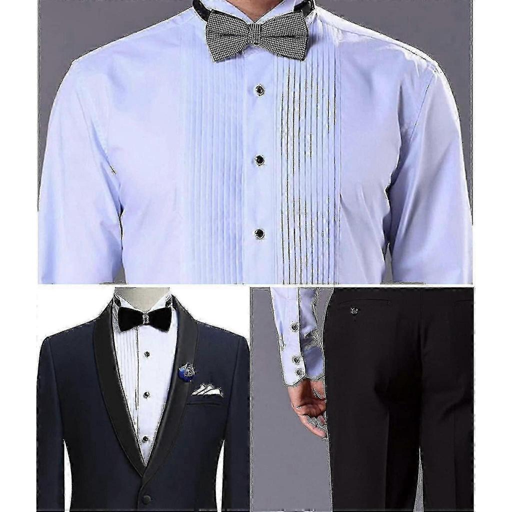 Mens Cufflinks And Studs Set -tuxedo Shirts Classic Black&silver Match Botao,zx