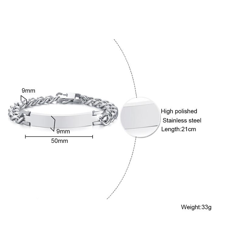 Vnox Free Personnalisez les noms des bracelets d'identification en acier inoxydable pour hommes, cadeau d'amour personnalisé pour père mari fils, largeur 9/12 mm