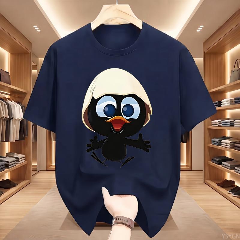 Sunlight T Shirt Big Size Men Calimero Cartoon Pattern Men T Shirt Painted Funny Tshirt Men T Shirt