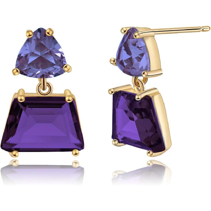 Hypoallergenic Brown Crystal Dangle Earrings for Women | Fashionable Amber Drops Ideal for Sensitive Ears