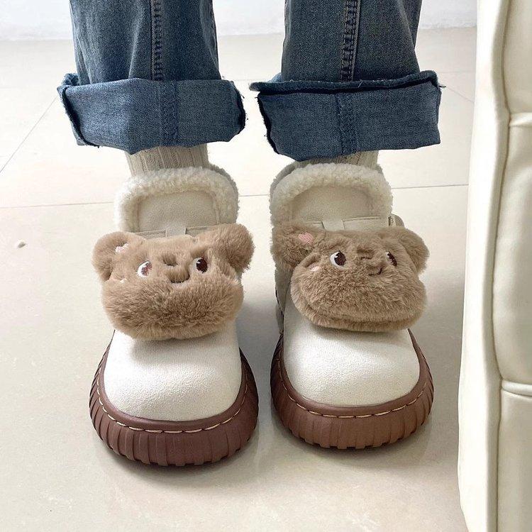 

Модные милые плюшевые зимние ботинки для детей, зима 2024, новые утолщенные теплые хлопковые ботинки, нескользящие короткие ботинки 40