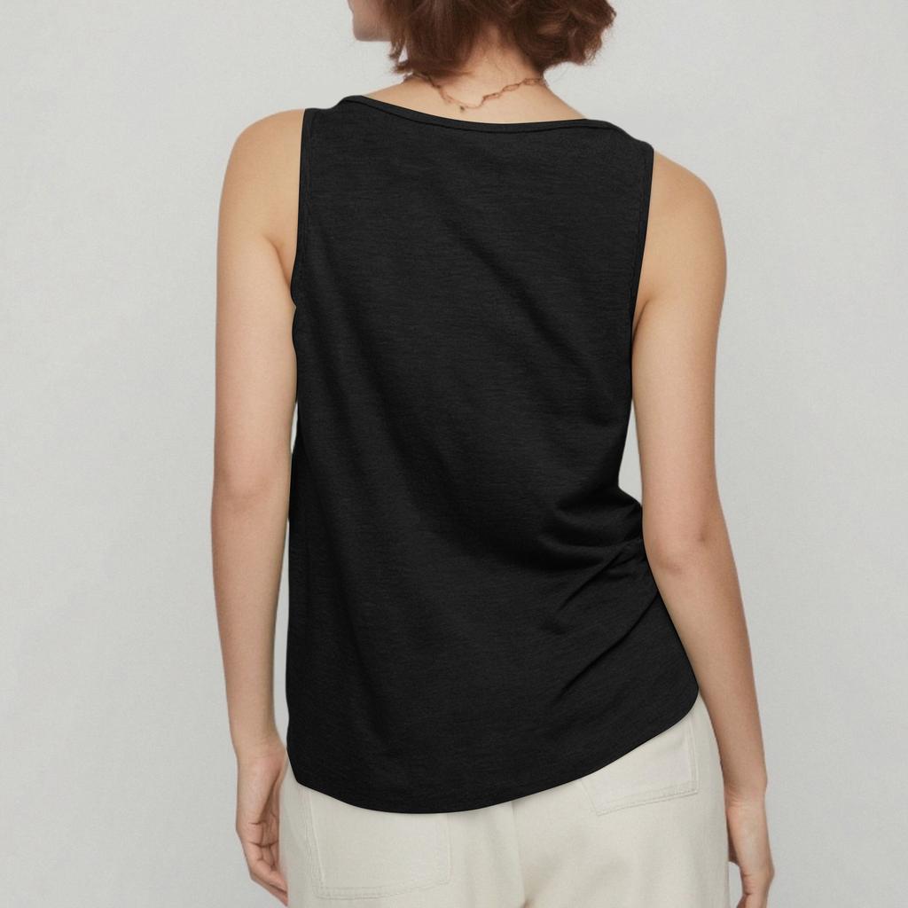 Women's Color Sleeveless Camisole Pleated Versatile V-neck T-shirt Top