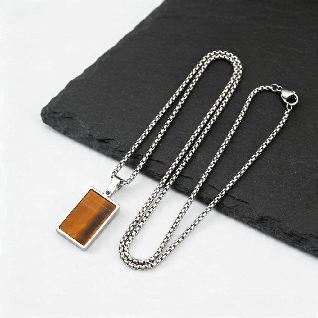 Trendy Men's Square Pendant Necklace,Casual Stainless Steel Dogtag Necklace,Birthday Anniversary Gift