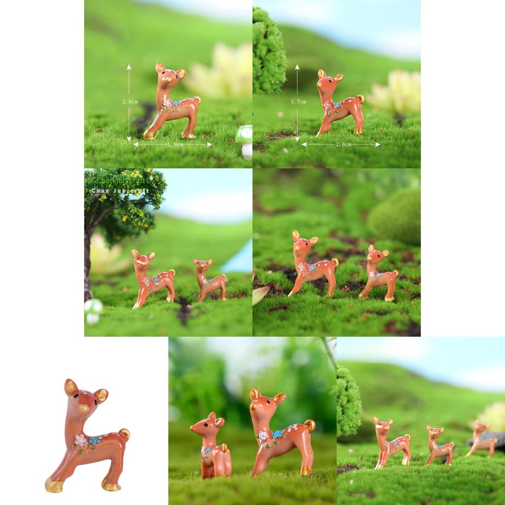 Adorable Resin Deer Figurine Miniature Moss Snow Scene Diy Christmas Decor