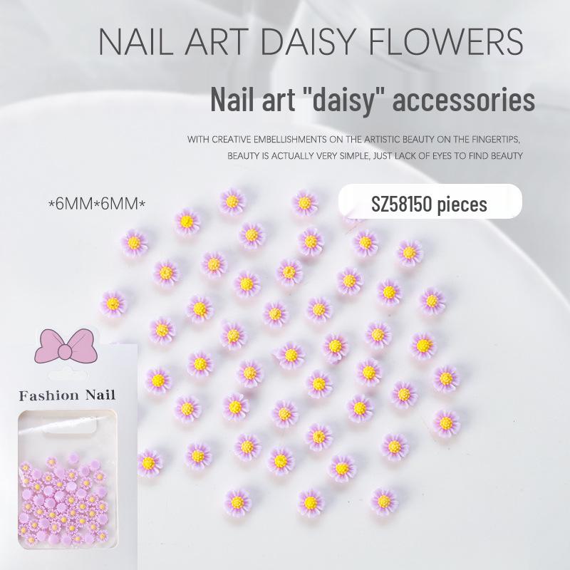

Candy Color Resin Flower Nail Art Decorations - 3D Daisy Rose Design, 50 Pieces.