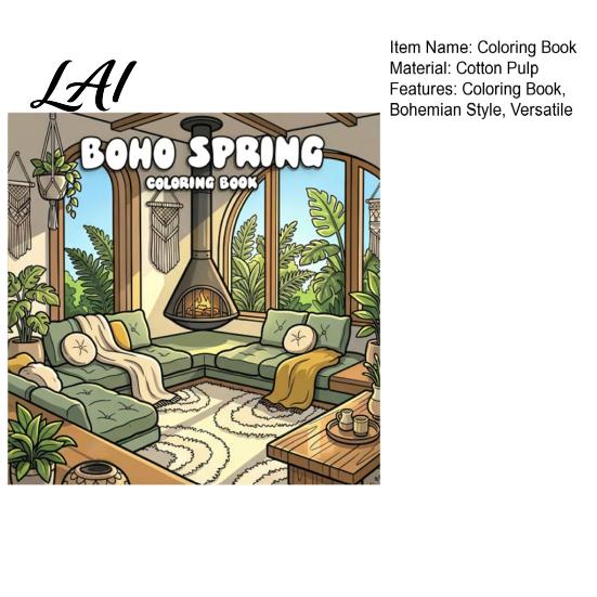 Detailed Illustration Coloring Pads Boho Spring Book Relaxation Stress Relief Line Art Patterns Creative Hobbies for Portable Supplies Home