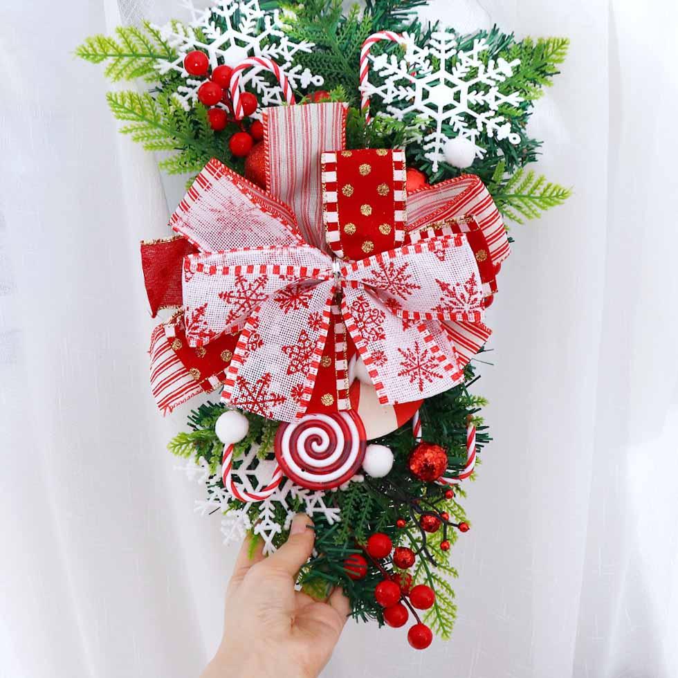 Festival Party Decor Candy Cane Christmas Decorations Wreath Christmas Tree Garlands Rattan