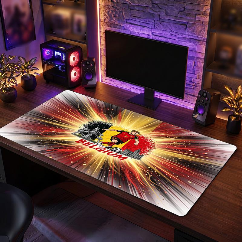 Belgium Football Crest Mouse Pad, Extended Non Slip Rubber Desk Mat for Gaming Office Laptop Fan Gift