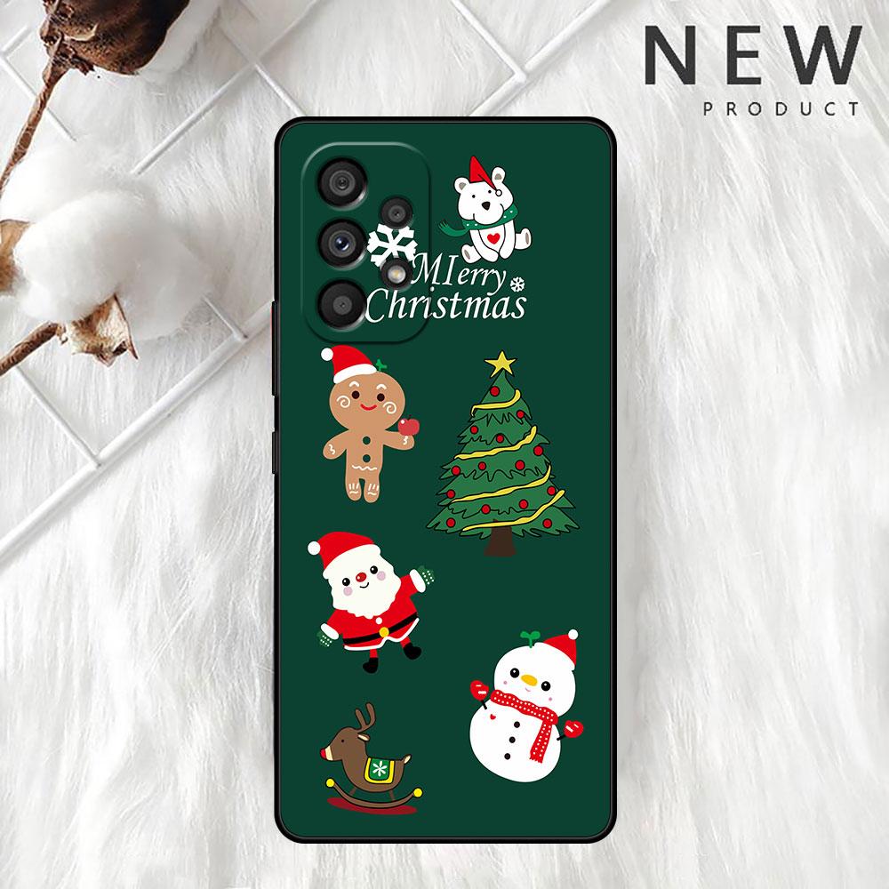 Snømann Juledeksel For Samsung Galaxy A52 A12 A51 A32 A21s A71 A32 5G A12 A22 A53 A31 A13 A72 A02s A41 A03 A04 Telefondksel