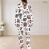 Women Plus Size Sailboat Printed Pocket Round Neck Long Sleeve Top And Long Pants Two Piece Set