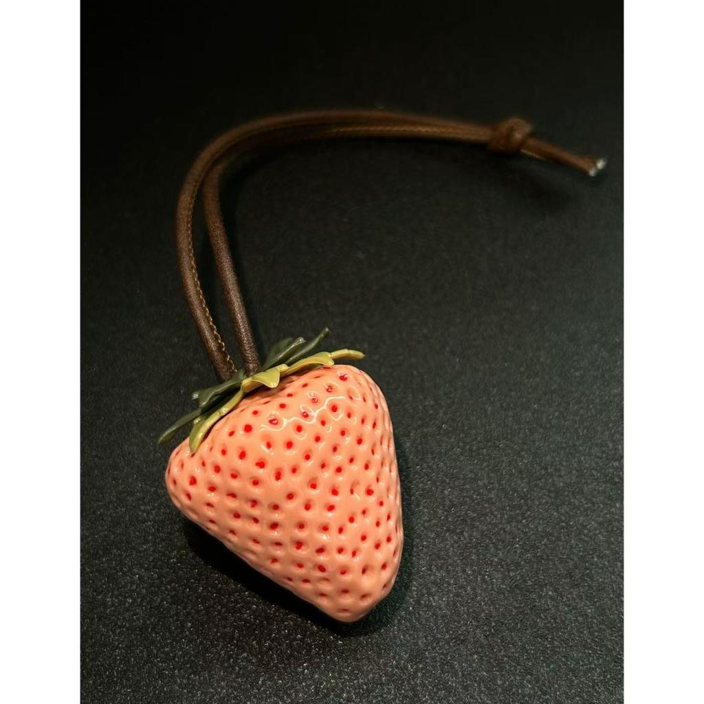 Strawberry Resin Pendant: Cute 3D Fruit Keychain & Bag Ornament.