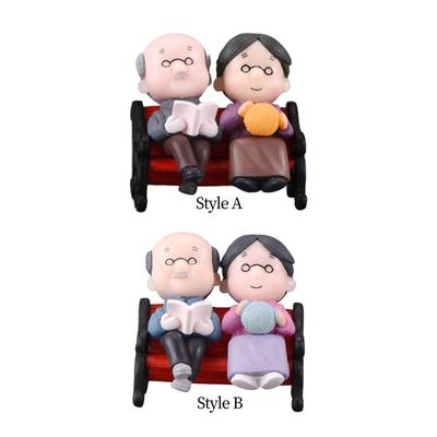 Elderly Couple Figurines Decoration 2x2inch Adorable Anniversary Gift Love Parents Statue for Bookshelf Decor Lightweight