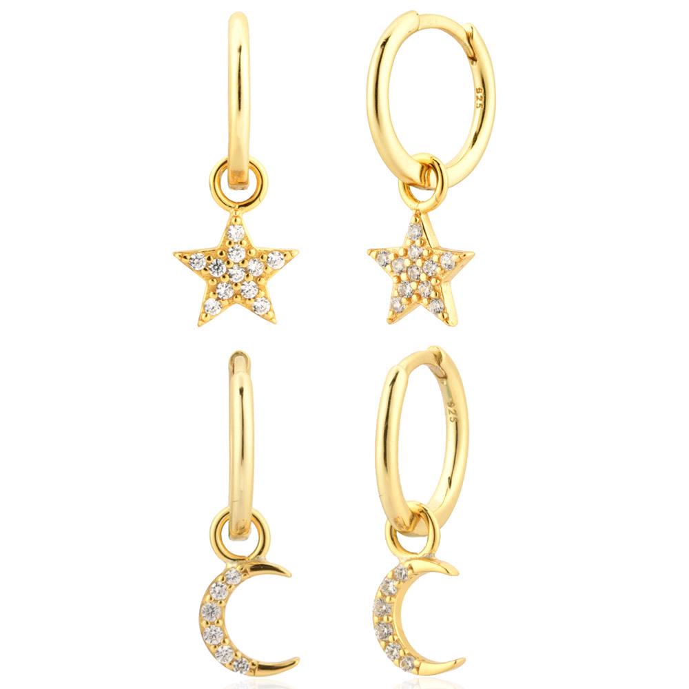S925 Sterling Silver Star and Moon Detachable Dangle Earrings - Exquisite Hot-Selling 2022 Design