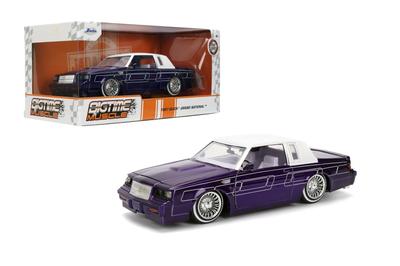 Jada Toys Big Time Muscle 1987 Buick Grand National Diecast Car with Opening Rubber Candy Purple 124 Doors, Hood, Trunk, Tires,