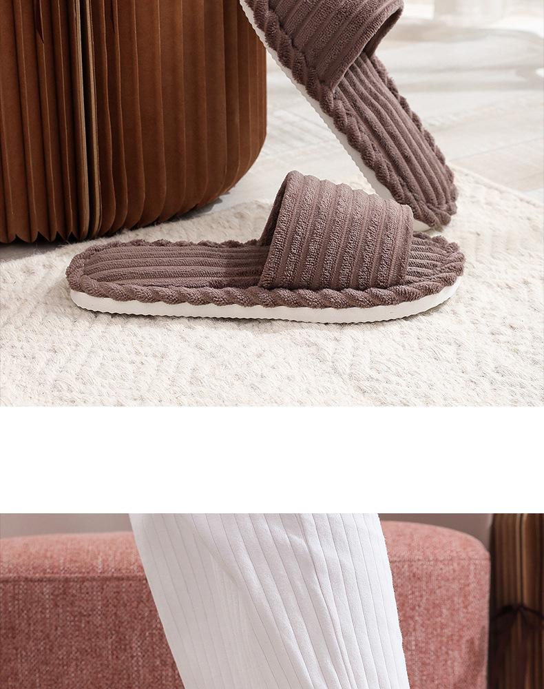 Fashionable Cross-Border Open-Toe Non-Slip Slippers – Spring/Autumn Style with Flat Heels, Furry Design, and Thickened Sole for Couples