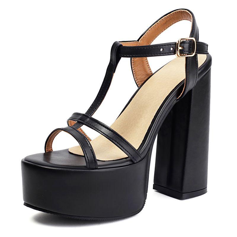 2025 Sexy Women Sandals Round Toe Ultrahigh Heel 14cm Platform Hill 4.5cm Buckle Strap Big Size 41 42 43 Dating Shoes