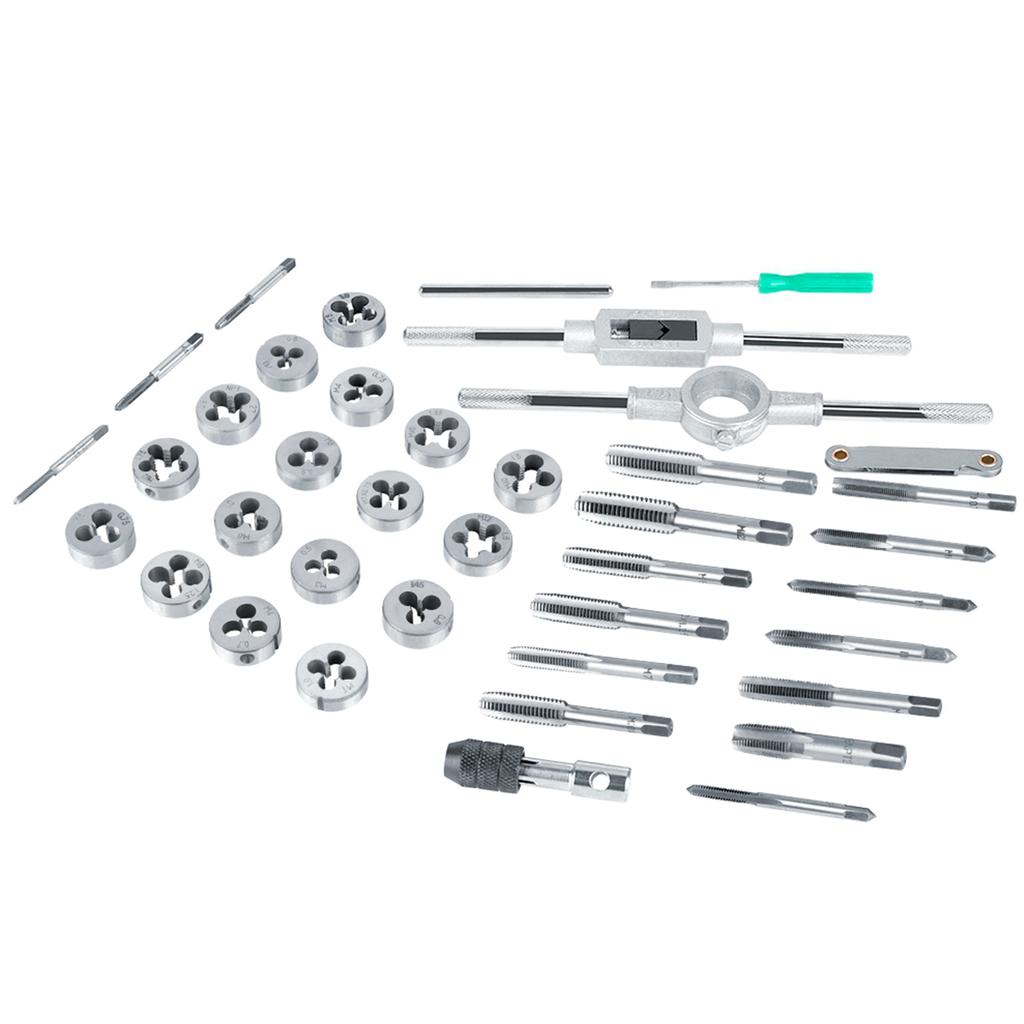 Ensemble de 40 tarauds et filières M3 avec clés et jauge de filetage, outils manuels robustes