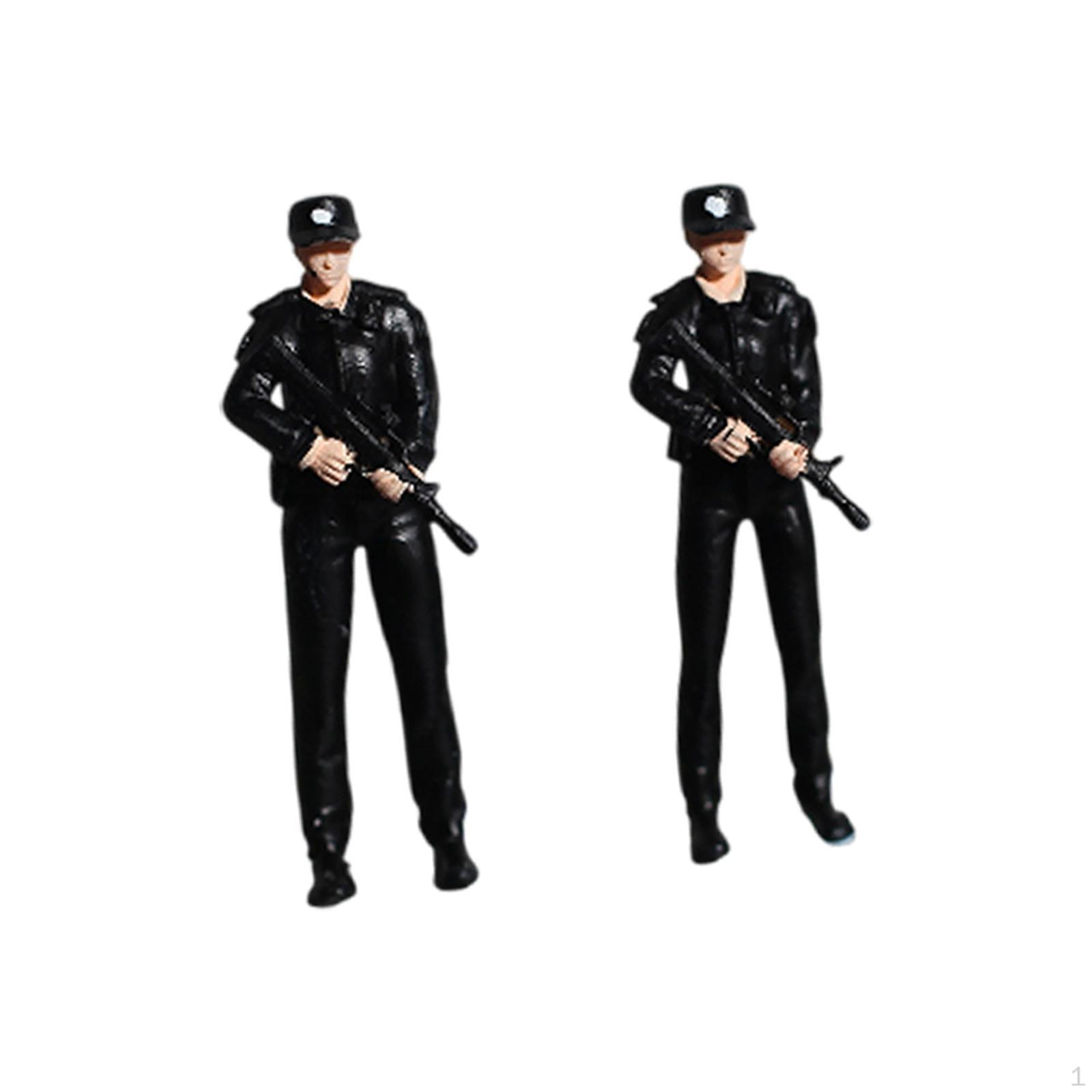 

1/64 Модель полиции Миниатюрный орнамент Настольный макет Ролевые игры Игрушка для декора сцены своими руками 1 woman and 1 male