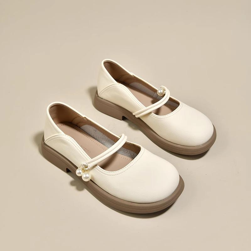 Fashion Women's Flat Shoes Spring Soft Leather Mary Jane Shoes 2024 New Small White Loafers with Skirt Gentle Small Leather Shoes