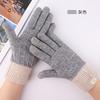 Touch screen gloves women's winter stall velvet thickened warm outdoor jacquard knitting touch screen warm