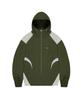 STANDARDERROR 87-Stan267 Nylon Shoulder Track Color Block Curved Hood Windbreaker Khaki