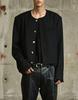 Mergo Crop Round Neck Blazer [Black]