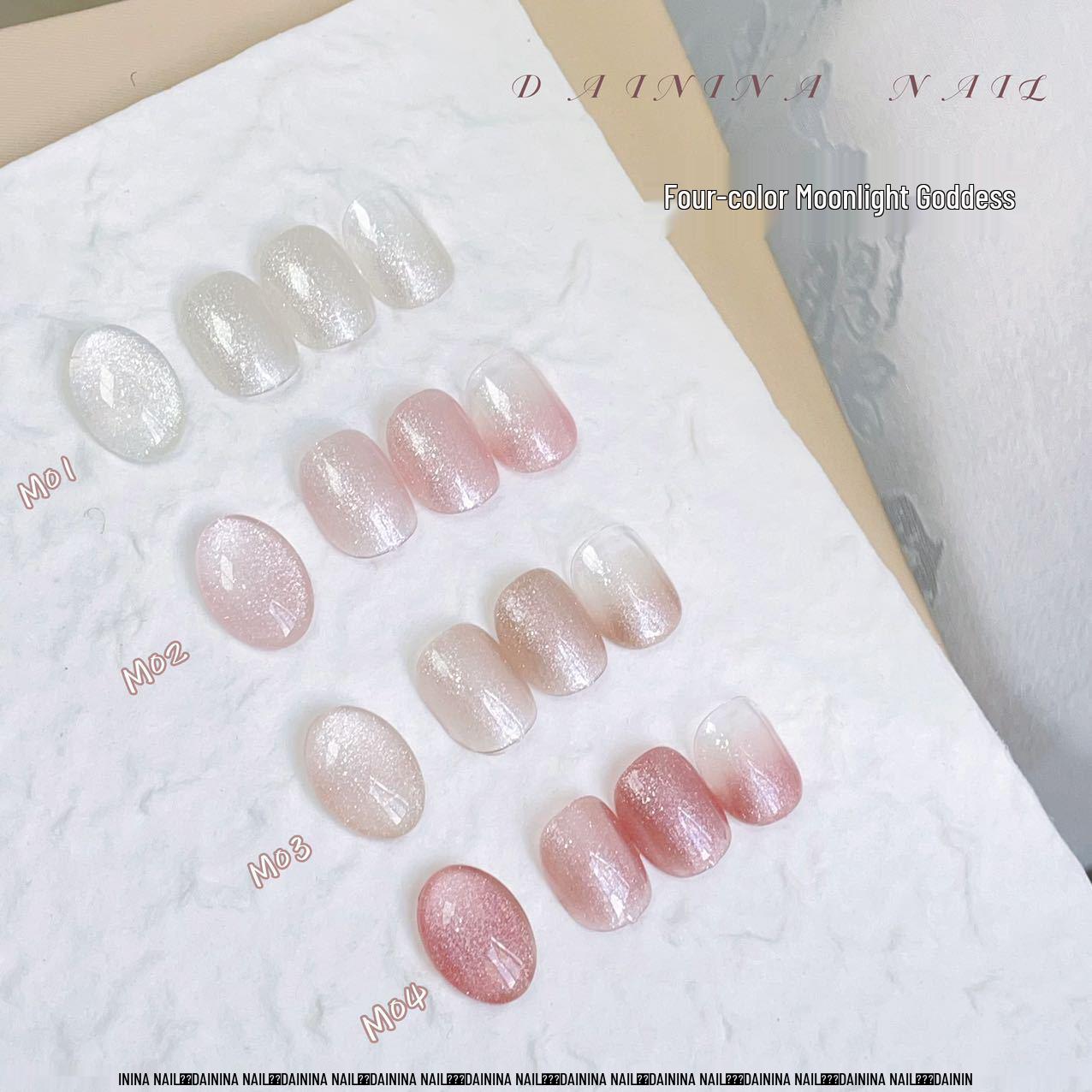 

2025 Internet Celebrity Moonlight Goddess Glitter Gel Polish: 4-Color Nude Whitening Shine for Nail Salons